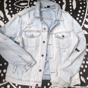 Men’s lightwash destructed Jean jacket (50% off)